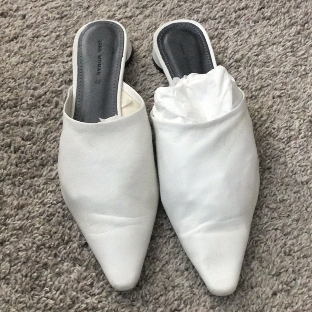Zara White Leather flats.
